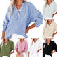 🔥 LAST DAY SALE 50% OFF🔥 Womens Casual Gauze Button Neck Long Sleeve Oversized Blouses
