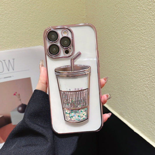 3D mug for iPhone quicksand case gradient glitter case