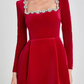 🎅Christmas Specials 50% OFF🎁🎄Elegant Square Neck Long Sleeve Dress