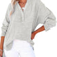 🔥 LAST DAY SALE 50% OFF🔥 Womens Casual Gauze Button Neck Long Sleeve Oversized Blouses