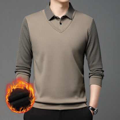 📢📢Flash Sale: Ending in 3 Hours!⏰⏰Striped Lapel Fake Two-piece Shirt