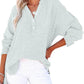 🔥 LAST DAY SALE 50% OFF🔥 Womens Casual Gauze Button Neck Long Sleeve Oversized Blouses