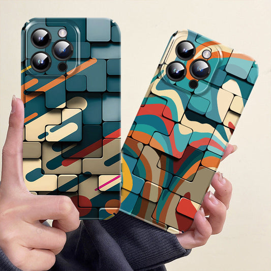 3D Visual Effects Geometric Block Phone Case For iPhone