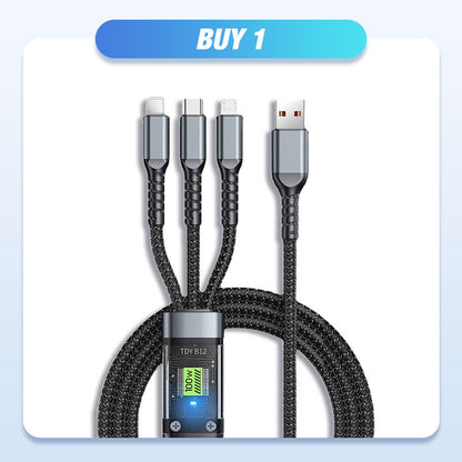 🔌 BUY 1 GET 1 FREE! ✨ Transparent Luminous 3-in-1 Fast Charging Cable - USB-C/Micro-USB with LED Power Indicator & Nylon Braiding 📱💫