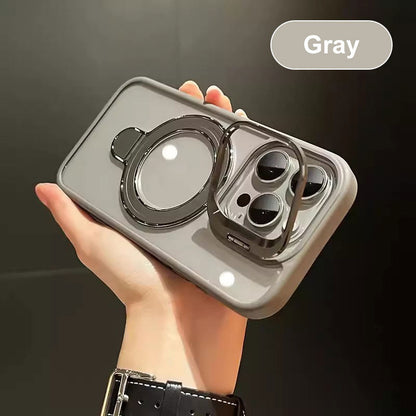 Magnetic Phone Case with Hidden Brackets & Lens Films for iPhone