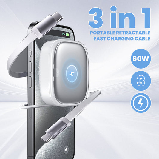 3 in 1 Portable Retractable Fast Charging Cable