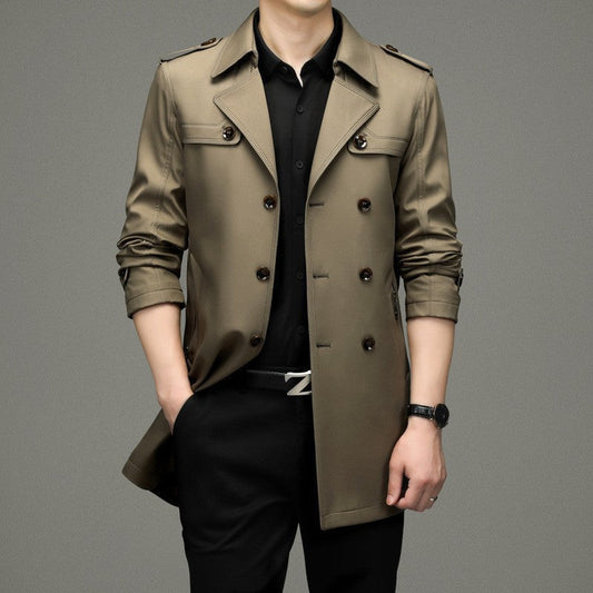 🎁Limited Sale 50% OFF🎁 Essential For Businessmen👔 Men's Double Breasted Windbreaker Jacket（The more you buy, the higher the discount）