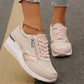 💗LAST DAY - PROMOTION💗Women's Casual Mesh Lace-Up Wedge Sole Sneakers with Side Zipper