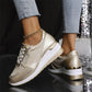 💗LAST DAY - PROMOTION💗Women's Casual Mesh Lace-Up Wedge Sole Sneakers with Side Zipper