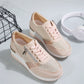 💗LAST DAY - PROMOTION💗Women's Casual Mesh Lace-Up Wedge Sole Sneakers with Side Zipper
