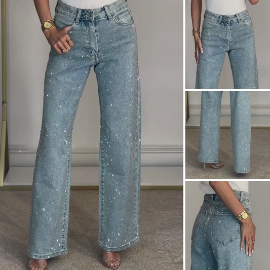 🔥 LAST DAY PROMOTION - 50%OFF 🔥Straight leg jeans with rhinestones