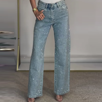 🔥 LAST DAY PROMOTION - 50%OFF 🔥Straight leg jeans with rhinestones