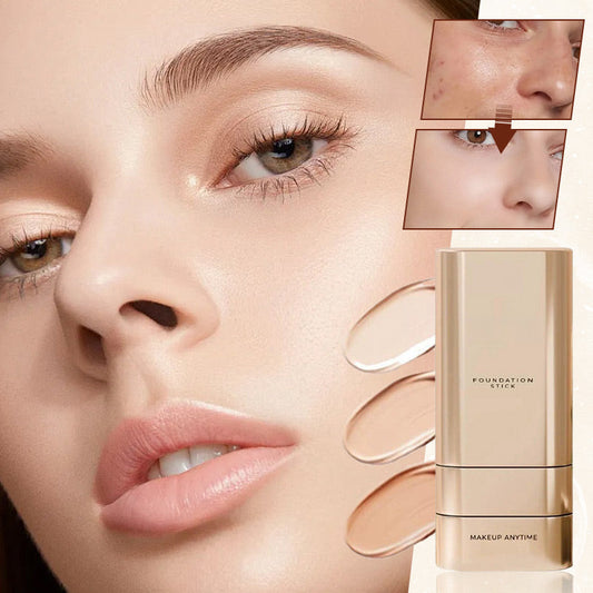 🏆Flash Sale⚡2 in 1 Foundation Stick with Brush, Multi-use Double Head Foundations Make up Sticks for All Skin Types