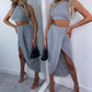 🌸New Arrival 50% OFF💖 Slim Sleeveless Top & Irregular Midi Skirt Set
