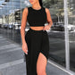 🌸New Arrival 50% OFF💖 Slim Sleeveless Top & Irregular Midi Skirt Set