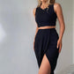 🌸New Arrival 50% OFF💖 Slim Sleeveless Top & Irregular Midi Skirt Set