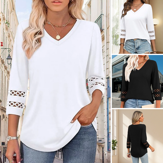 💥Last Day Special Sale 49% OFF💝2025 New Womens 3/4 Length Sleeve Tops Trendy V Neck T Shirts
