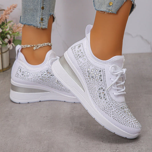 💎Gleaming 50% OFF💎Rhinestone-Embellished Breathable Mesh Sneakers - Step into Elegance! 👟