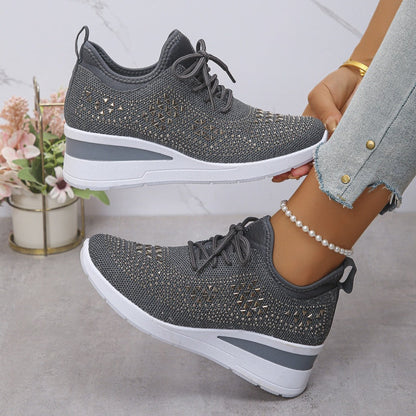 💎Gleaming 50% OFF💎Rhinestone-Embellished Breathable Mesh Sneakers - Step into Elegance! 👟