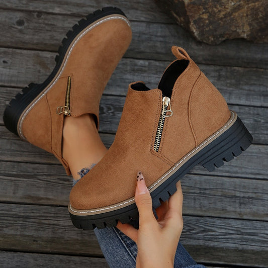 💗Limited-Time Free Ship💗✨Women's Round-Toe Ankle Boots with Side Zipper