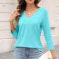 👚Women's 3/4 Sleeve V Neck Solid Color Top👚 - Timeless Chic, Effortless Style! 🌟