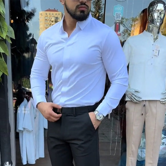 ✨2025 Hot Sale⌛🔥Men's Casual Slim Fit Solid Color Shirt