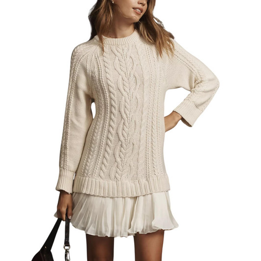 💗LAST DAY -50% OFF💗Women's Cable-Knit Mini Sweater Dress