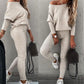 💗LAST DAY -50% OFF💗Off-Shoulder Long Sleeve Top with Drawstring Pants Set