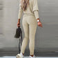 💗LAST DAY -50% OFF💗Off-Shoulder Long Sleeve Top with Drawstring Pants Set