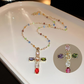 💗LAST DAY - PROMOTION💗Colorful Rhinestone Cross Pendant Necklaces