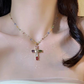 💗LAST DAY - PROMOTION💗Colorful Rhinestone Cross Pendant Necklaces