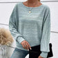 💗LAST DAY - PROMOTION💗Solid Round-Neck Striped Top with Long Sleeves