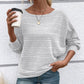 💗LAST DAY - PROMOTION💗Solid Round-Neck Striped Top with Long Sleeves