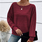 💗LAST DAY - PROMOTION💗Solid Round-Neck Striped Top with Long Sleeves