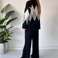🔥Limited-time Free ship🔥Fashion Color-blocking Rhombus Sweater & Pants Set🎅