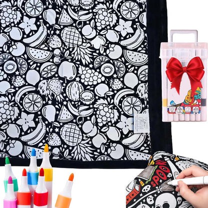 🎄Christmas Sale 50% OFF!!🎁🎁DIY Coloring Blanket with Markers