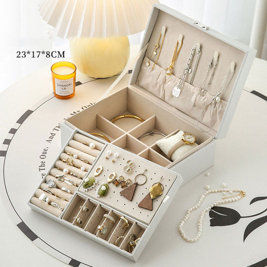 🔥 LAST DAY PROMOTION - 50%OFF 🔥Large Capacity PU Leather Earrings & Necklace Organizer with Lock
