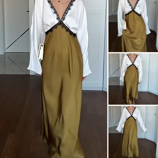 🔥LAST DAY PROMOTION - 50%OFF🔥Women's Lace Long Sleeve Patchwork Elegant Dress