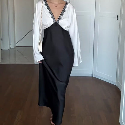 🔥LAST DAY PROMOTION - 50%OFF🔥Women's Lace Long Sleeve Patchwork Elegant Dress