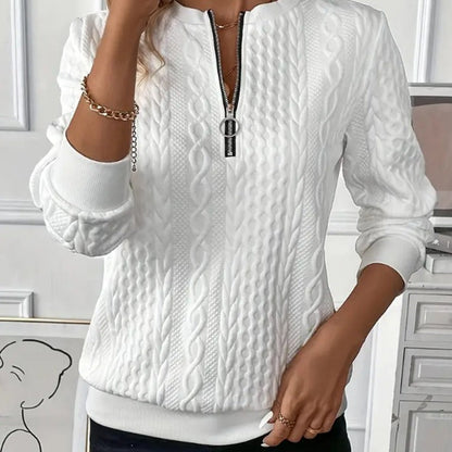 💥Last Day 50% OFF💥Women's Casual Half Zip Up Jacquard Design Sweatshirt