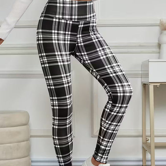 🩷Year-End Sale: Save 50% Off 🩷High-Elasticity Slim Fit Warm Plaid Leggings for Women