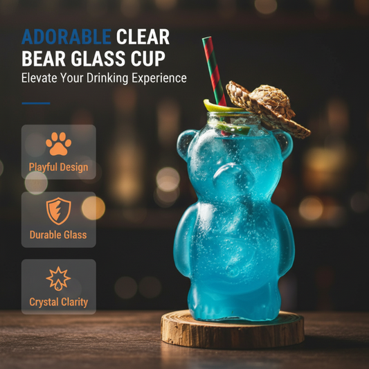 Adorable Clear Bear Glass Cup
